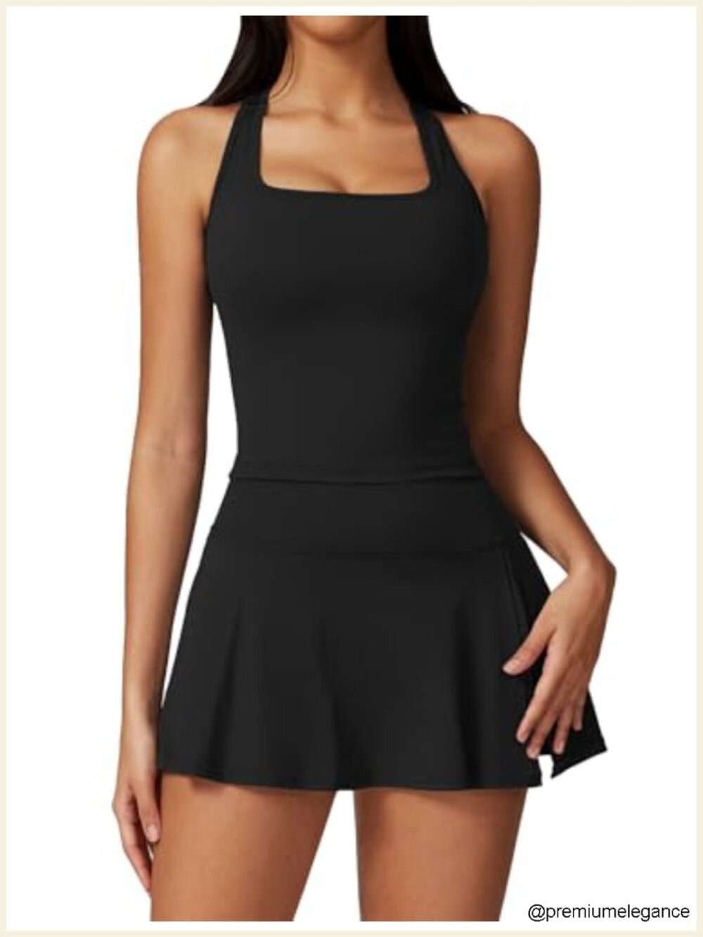 2 Pc Tennis Dress Set Padded Tank Top High Waist Pleated Skort Activewear Golf